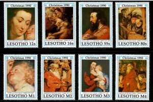 Lesotho 1990 - Rubens Christmas Art - Set of 8 Stamps - Scott #796-803 - MNH