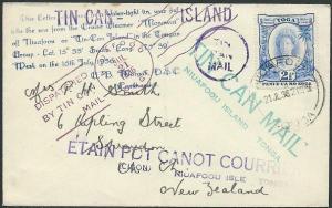 TONGA 1936 Tin Can Mail cover - SS Monowai...............................44701