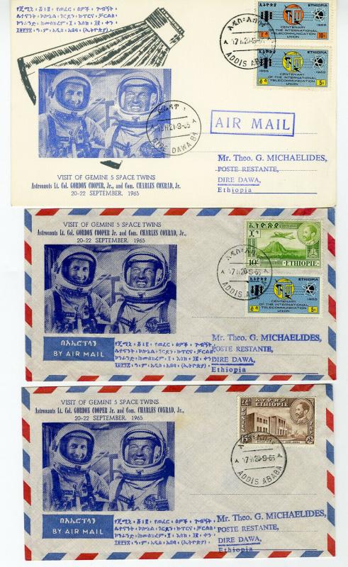 Ethiopia Gemini Space Covers Cachet Proper Markings Rare