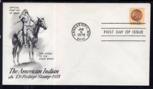 US 1734 Indian Head Penny Artcraft U/A FDC