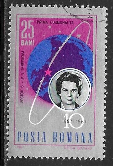 Romania 1895: 25b Tereshkova and orbit around earth, CTO, F-VF