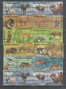 Burundi 479-484 (24 stamps) African animals used Rhino, antilope