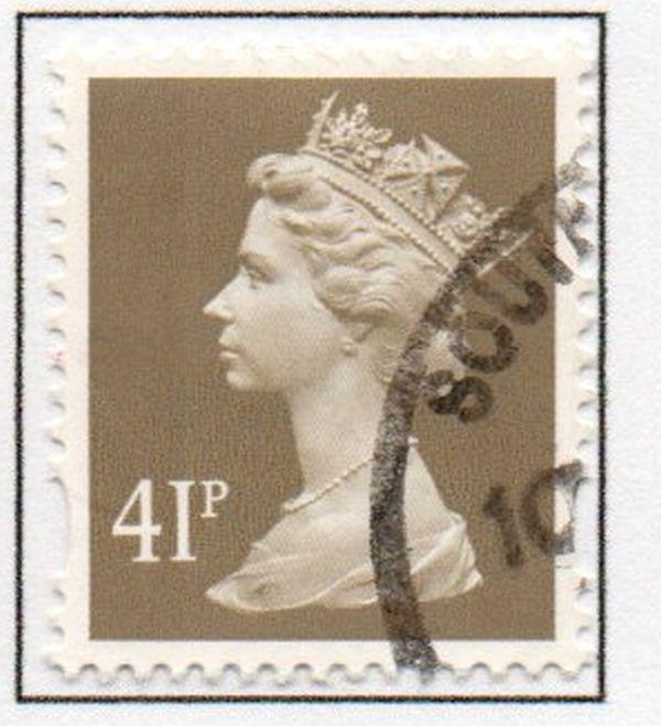 Great Britain Sc MH230 1993 41p drab  QE II  Machin Head stamp used