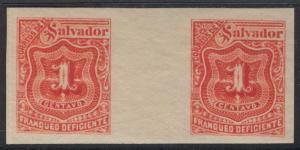 EL SALVADOR Sc J17 GUTTER IMPERF PAIR MNH F,VF