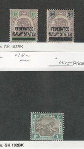 Malaya, Postage Stamp, #1, 3, 18a Mint Hinged, 1900-01 Tiger, JFZ