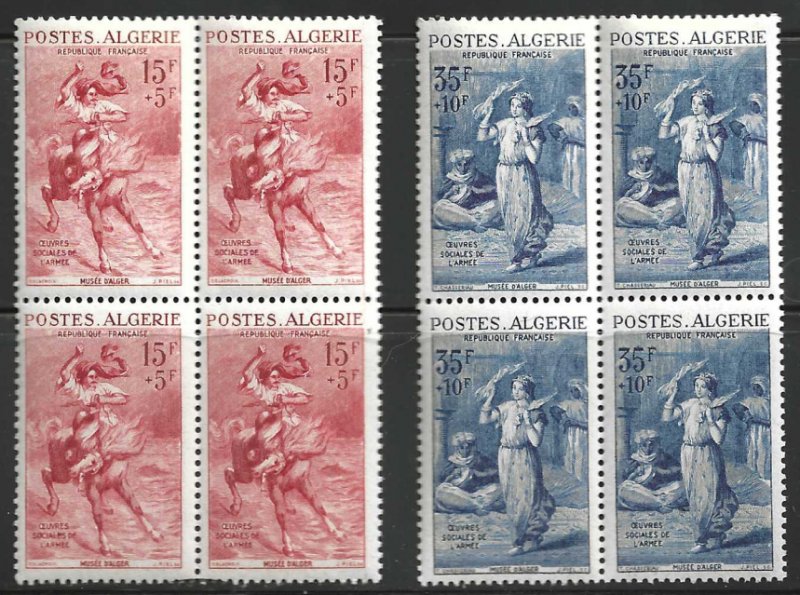 [B1250] Algeria Scott # B91, B93 1957 MNH Blocks