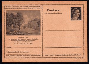 Nazi Germany (Third Reich) 1942 Towns - Hermsdorf Postal Stationary Card Mint