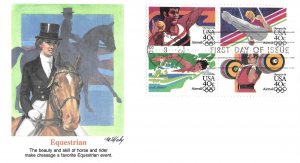 1983 Air Mail FDC, #C108a, 40c Olympics, Fleetwood, block of 4