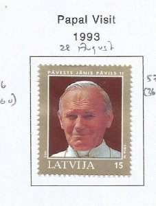 LATVIA - 1993 - Papal Visit - Perf Single Stamp - Mint Lightly Hinged