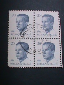 BELGIUM STAMP- 1993 KING BAUDOUIN-CTO BLOCK OF 4-EST.-$4 WITH FIRST DAY CANCEL