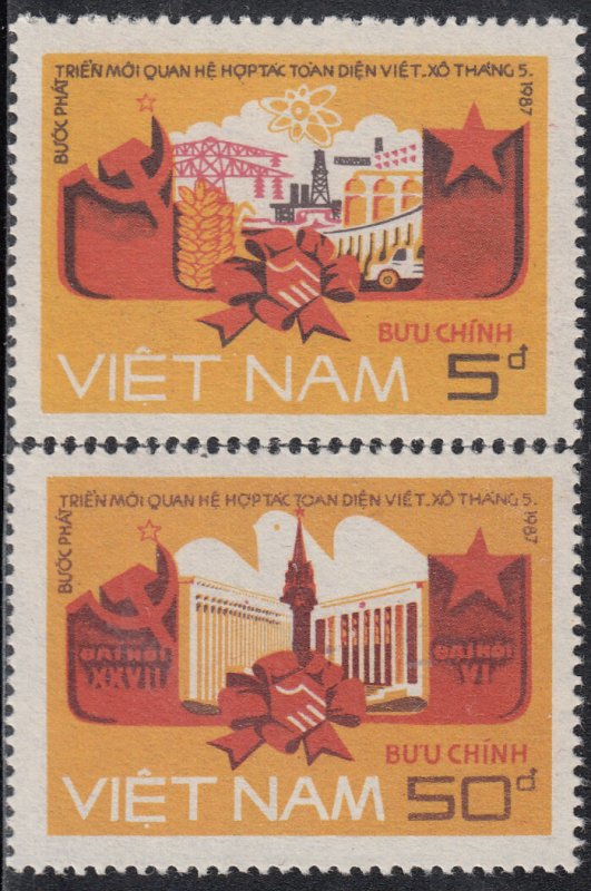 N.Vietnam MNH Sc 1804-05 Mi 1846-47  Value $ 3.50 US $ Viet-USSR Relations