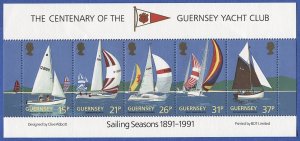 GUERNSEY 1991 Sc 463a Mint NH s/s VF, Yacht Club - Boats