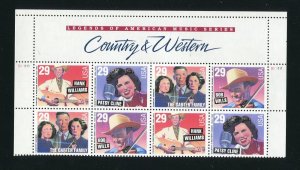 2771 - 2774 Country and Western Plate Block of 8 29¢ Stamps With Header MNH
