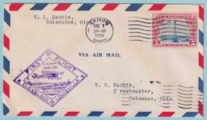 UNITED STATES FIRST FLIGHT COVER - 1928 FROM AKRON OHIO - CV171