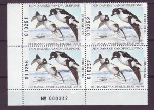Z234 JLstamps 1995 denmark ist duck stamp mnh blk/4 #