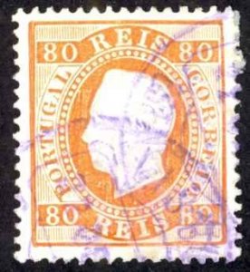 Portugal Sc# 44 Used 1870-1884 80r King Luiz