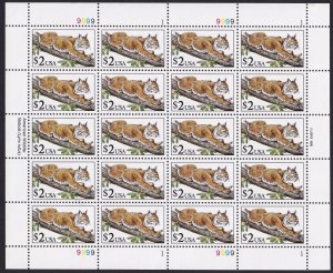 Scott #2482 Bobcat Full Sheet of 20 Stamps - MNH P#9999-1