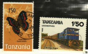Tanzania #45 used, 284 MH Butterfly, train