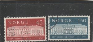 Norway  Scott#  395-396  Used  (1961 Oslo University)