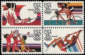 US Scott# C112a 1983 35c multi  Summer Olympics ; Se-Tenant Block of 4;  TAGG...