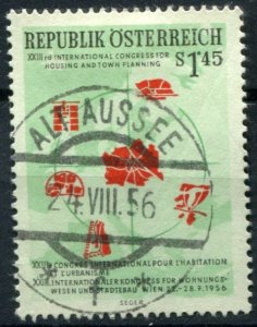 Austria Sc#612 Used, 1.45s lt grn blk & red,  (1956)