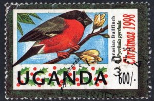 Uganda SC#1573 600 Sh Christmas: Eurasian Bullfinch (1998) Used