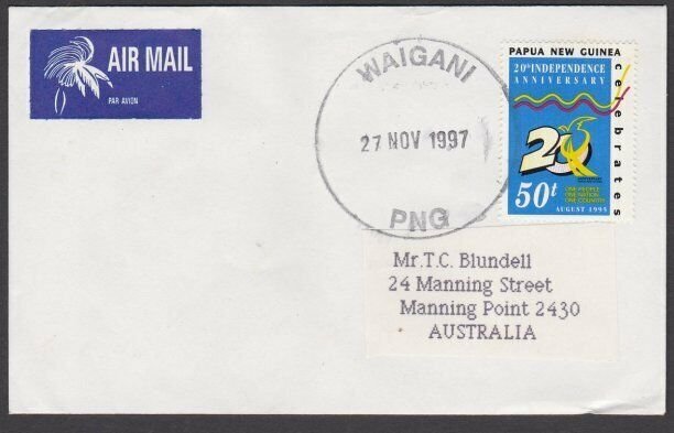 PAPUA NEW GUINEA 1997 cover - ex WAIGANI....................................L787