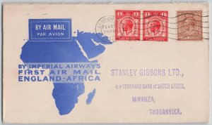 Great Britain 1931 London to Mwanza Tanganyika Tanzania First Flight Cover FFC