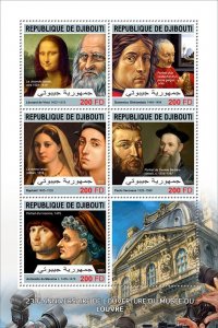 DJIBUTI - 2023 - Louvre Museum - Perf 5v Sheet - Mint Never Hinged