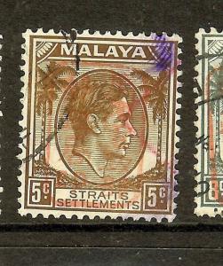 MALAYA PERAK (P1710B)JAPANESE OCCUPATION STRAITS CHOP 5C SGJ150  VFU