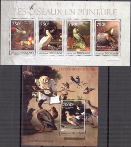 Togo 2013 Art Paintings Birds Sheet + S/S MNH