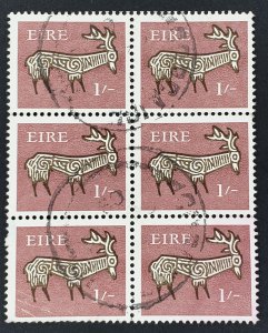 Ireland, Scott #261, F used block of 6, lower left stamp flawed