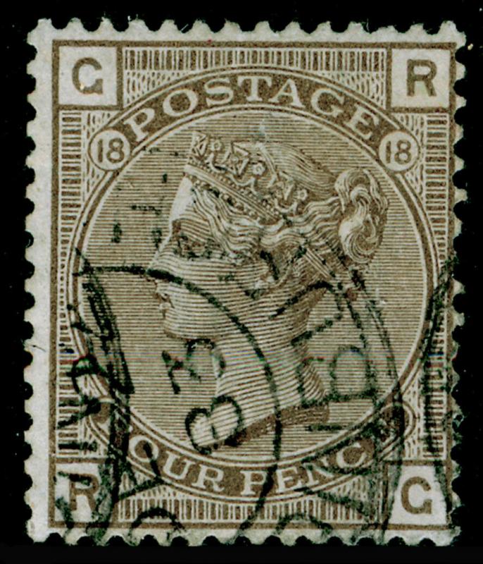 SG160, 4d grey-brown plate 18, USED. Cat £75. RG