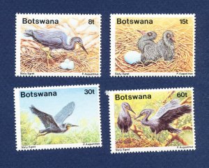 BOTSWANA - # 456-459 -  FVF MNH  see note -- Birds, Slaty Egret  - 1989