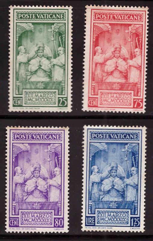 VATICAN Scott 68-71 MH* set CV $12.90 few perf tips toned