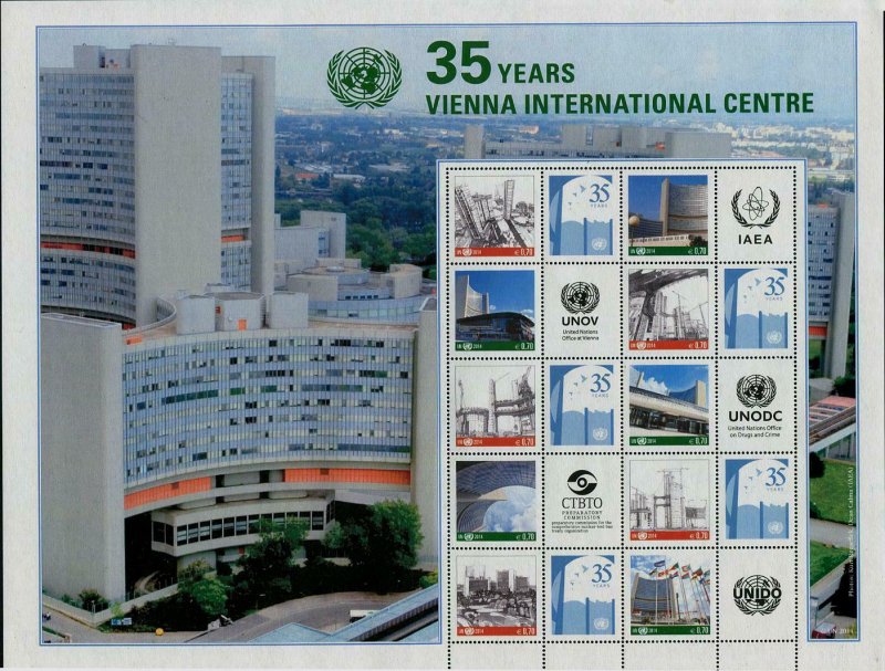 HERRICKSTAMP NEW ISSUES UNITED NATIONS Vienna Int'l Center Sheetlet of 10