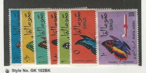 Somalia, Postage Stamp, #C75-C81 Mint Hinged, 1961 Butterfly, DKZ