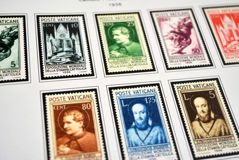 COLOR PRINTED VATICAN CITY [CLASS.] 1929-1940 STAMP ALBUM PAGES (20 ill. pages)