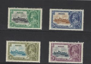 Malta Scott #184-187 Mint Hinged 1935 Silver Jubilee Issue Stamps