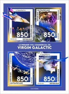 Central African Rep 2021 MNH Space Stamps Virgin Galactic Richard Branson 4v M/S