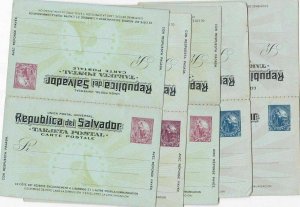 REPUBLIC DE SALVADOR UNUSED POST CARDS WITH ATTACHED REPLY  X 5  .REF R 1370