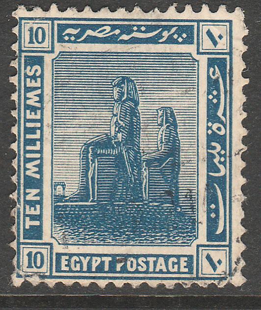 EGYPT 68, 10m COLOSSI OF THEBES, SMALL CORNER CREASE AT LL. USED  F. (367)