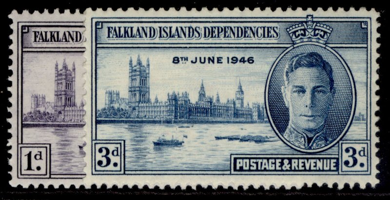 FALKLAND ISLANDS - Dependencies GVI SG G17-G18, victory set, M MINT.