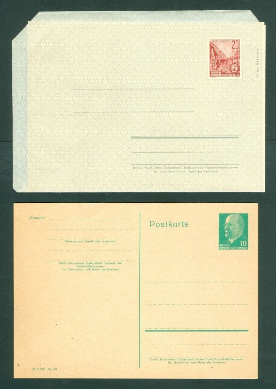 DDR. Germany. 2 Stationery. Card W. Ulbricht 10Pf.+Cover 20 Pf.Berlin Stalinalle