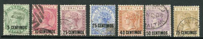 Gibraltar SG15/21 QV Overprinted Set of 7 Fine used