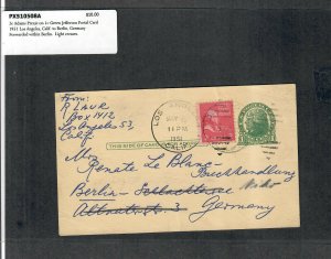 1951 Prexie Cover 2c Adams On 1c Green Jefferson Postal Card Los Angeles CA