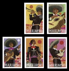 US Mariachi NDC/Imperf  Singles Set of 5 Stamps Pre-Order Ships on 20 July 2022.
