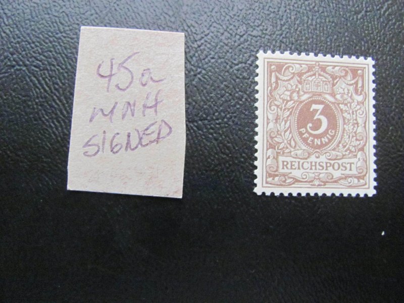 GERMANY 1889 MNH SIGNED ZENKER MI. 45a SC 46 NUMERAL SUPERB 400 EUROS (122)