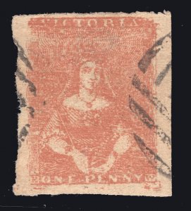 MOMEN: VICTORIA SG #5a 1850 IMPERF USED £450 LOT #67012*