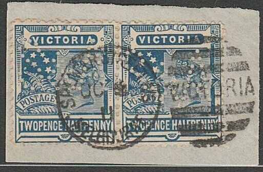 VICTORIA 1911 2½d pair with S&A perfin used on piece........................A346